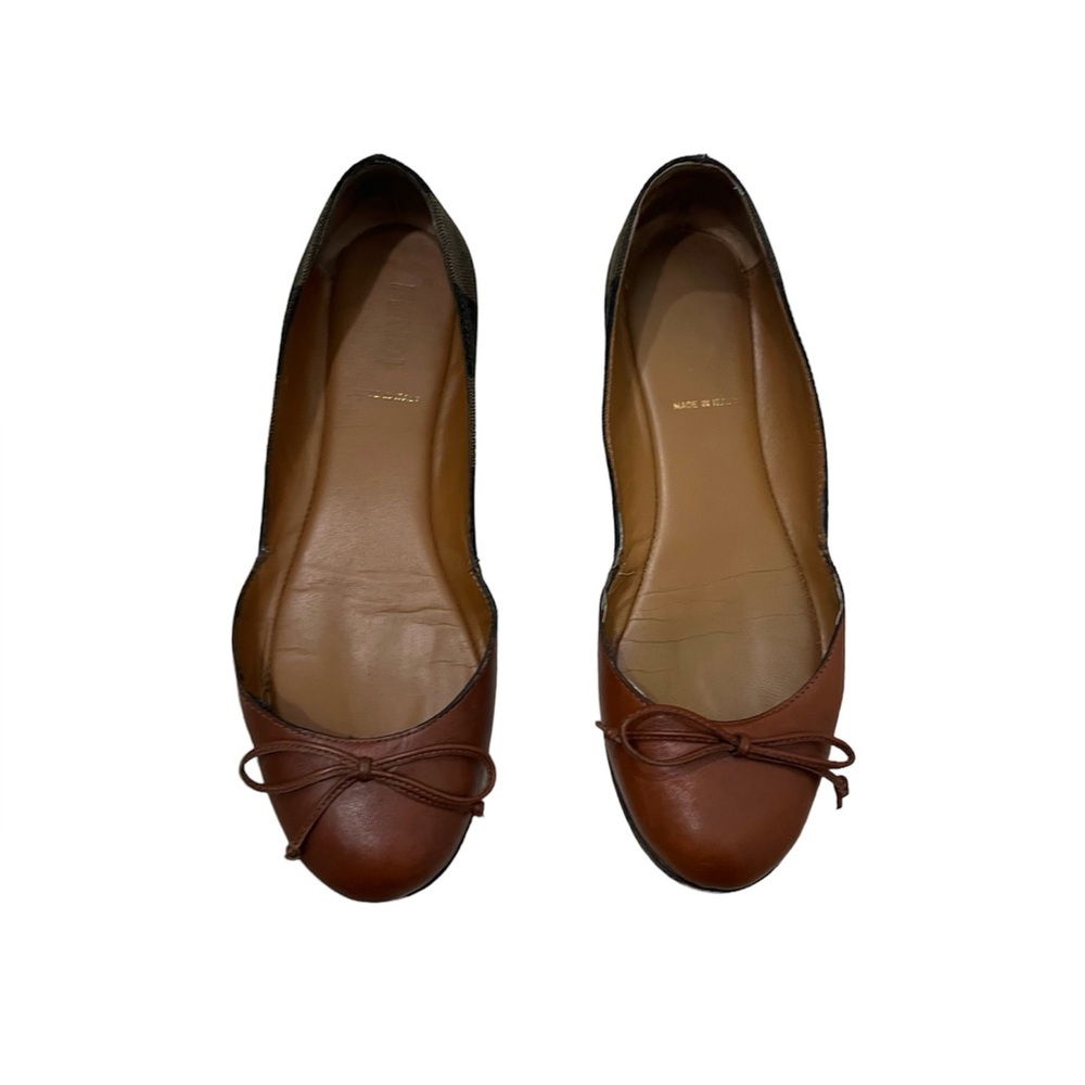Authentic Fendi Brown Leather & Black Trim Ballet Flat - Picture 5 of 10